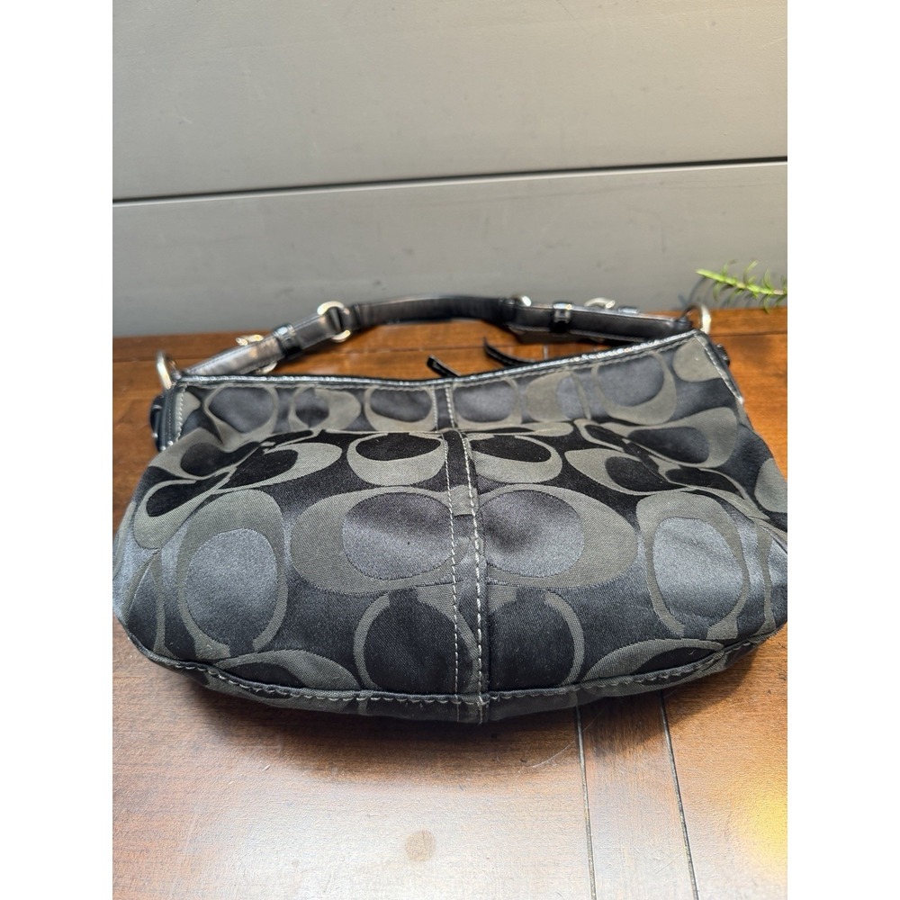 Vtg Y2K Coach Signature Soho Jacquard Hobo Shoulder Bag Black Canvas - Picture 8 of 11